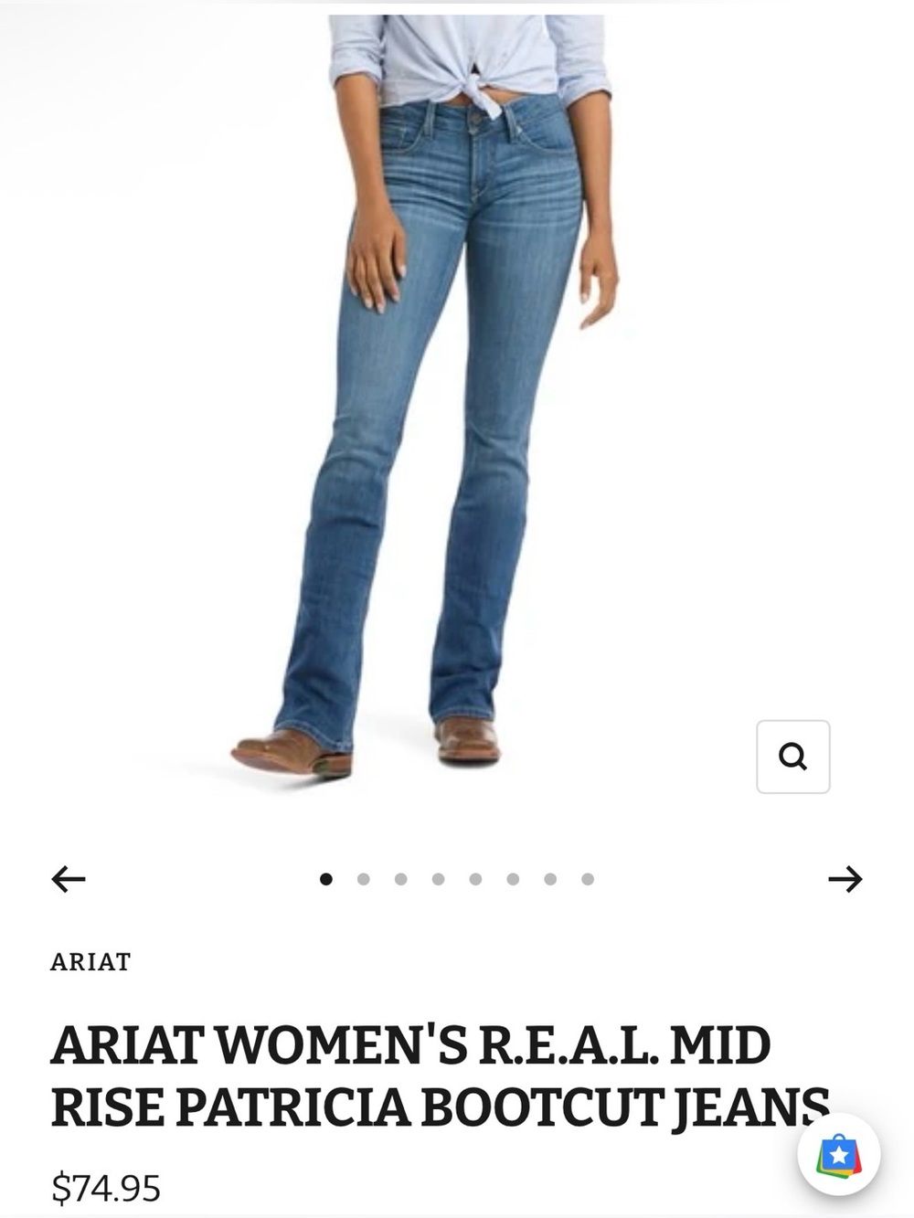 Ariat Women's R.E.A.L Mid-Rise Patricia Bootcut Jeans - Size 27R